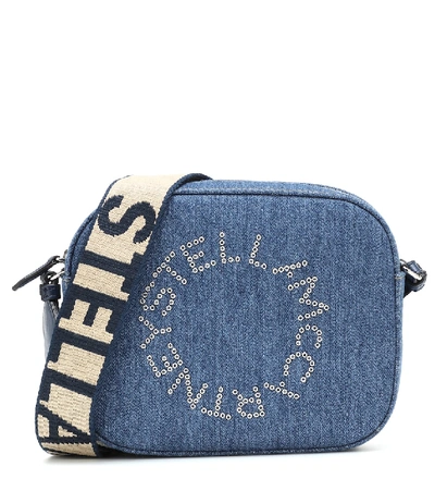 Shop Stella Mccartney Stella Logo Denim Camera Bag In Blue
