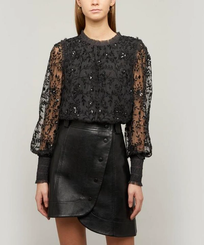 Shop Needle & Thread Whitethorn Embellished Top In Graphite