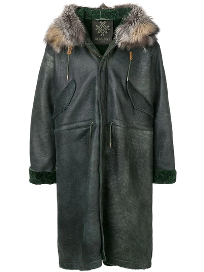 Shop Mr & Mrs Italy Hooded Fur-trimmed Coat In 绿色