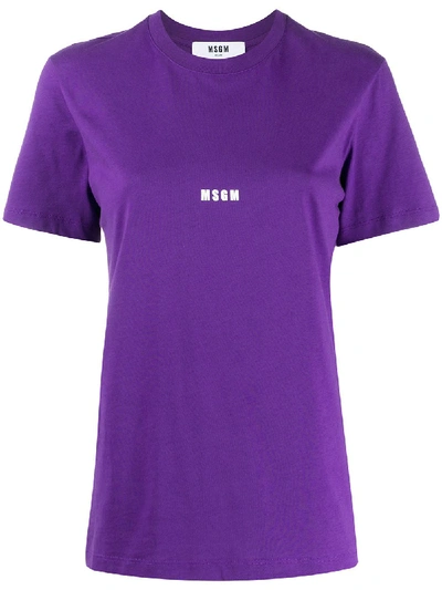 Shop Msgm Logo Print T-shirt In Purple