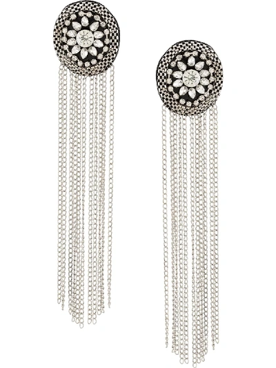 Shop Christopher Kane Crystal Cascade Earrings In Silver