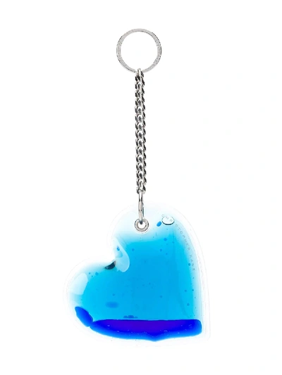 Shop Christopher Kane Liquid Heart Keyring In Blue