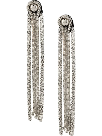 Shop Christopher Kane Crystal Chain Leather Earrings In Silver