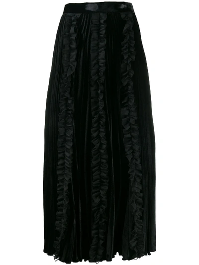 Shop Christopher Kane Pleated Velvet Frill Skirt In Black