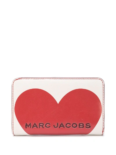 Shop Marc Jacobs Heart Logo Compact Wallet In White