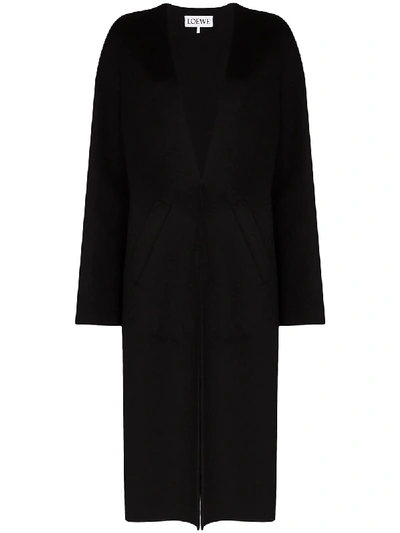 Shop Loewe Collarless Single-breasted Coat In Black