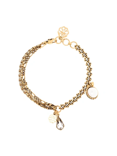 Shop Alexander Mcqueen Layered Charm Bracelet In Gold