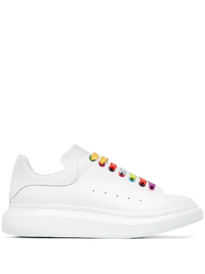 Shop Alexander Mcqueen Multicoloured Laces Chunky Sneakers In White