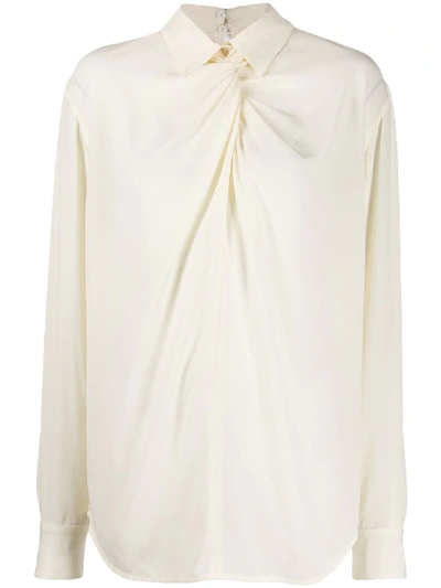 Shop Victoria Beckham Twist Neck Silk Blouse In White