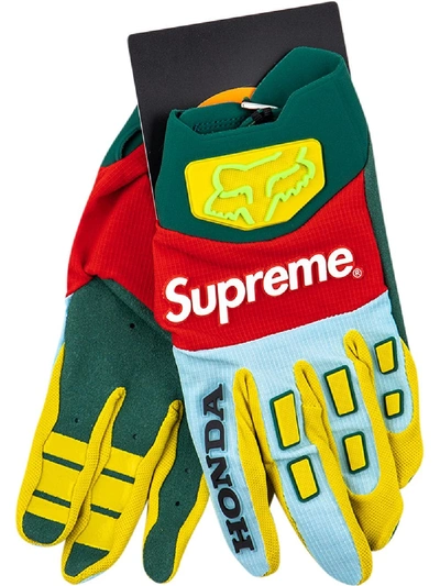 Shop Supreme X Honda Fox Racing Gloves In Blue