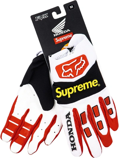Shop Supreme X Honda Fox Racing Gloves In Red