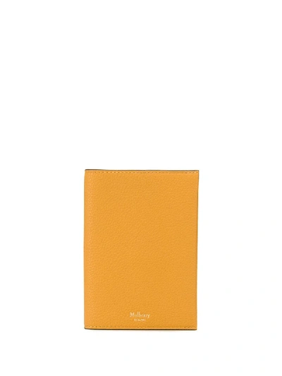 Shop Mulberry Grained-effect Passport Cover In Yellow
