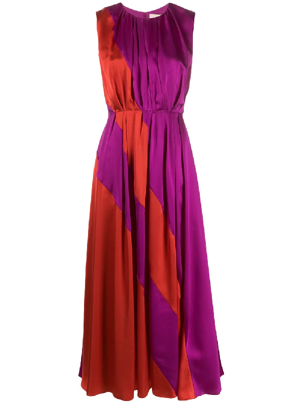 Roksanda Cora Colour-block Silk Dress In Red | ModeSens