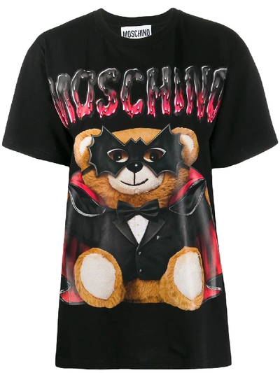 Shop Moschino Mask Teddy Bear Print T-shirt In Black