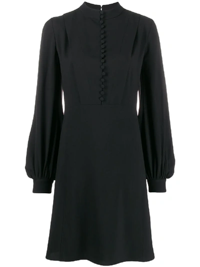 Shop Chloé Buttoned Long Sleeved Dress In Black