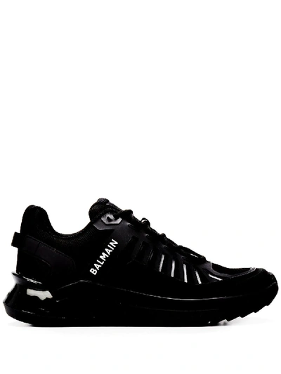 Shop Balmain Printed Logo Low-top Sneakers In Black