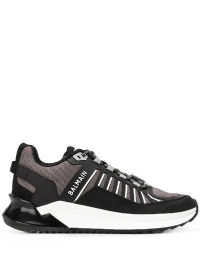 Shop Balmain Panelled Sneakers In Black
