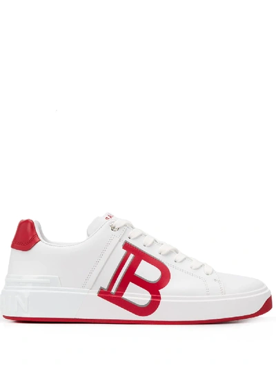 Shop Balmain Low-top Logo Sneakers In White