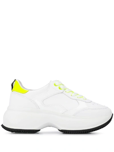 Shop Hogan Chunky Lace-up Sneakers In White