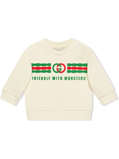 Shop Gucci Cotton Sweatshirt With Gg Print In White