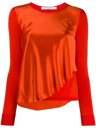 Pre-owned Givenchy Drape Front Blouse In Orange