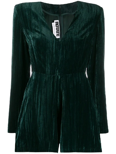 Shop Rotate Birger Christensen Velvet Playsuit In Green