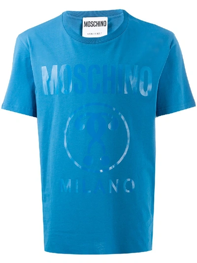 Shop Moschino Double Question Mark T-shirt In Blue