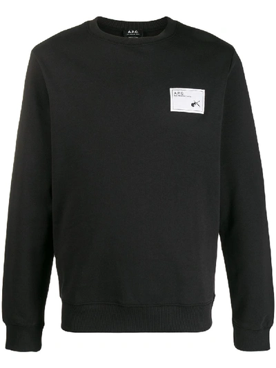 Shop Apc Logo Jersey Sweatshirt In Black