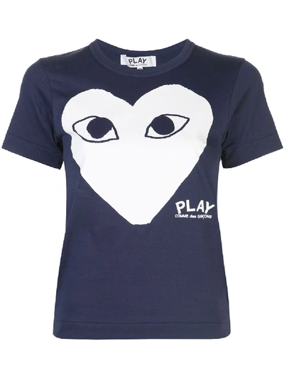 Shop Comme Des Garçons Play Printed T-shirt In Blue