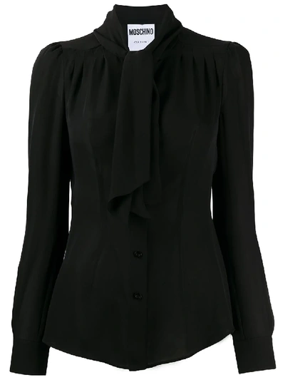 Moschino Longsleeved Pussy Bow Shirt In Black