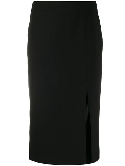 Shop Moschino Front Slit Midi Skirt In Black