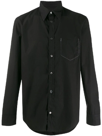 Shop Maison Margiela Stitched Pocket Lining Buttoned Shirt In Black