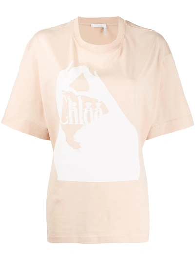 Shop Chloé Femininity Logo Print T-shirt In Neutrals