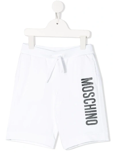 Shop Moschino Jersey Logo Shorts In White