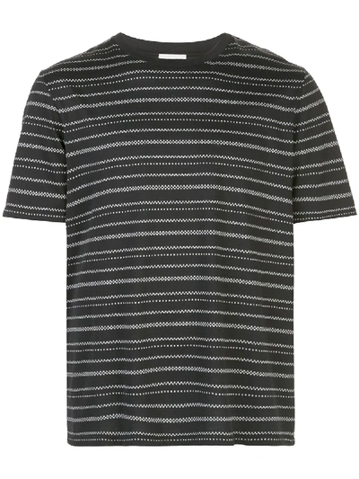 Shop Saint Laurent Geometric Striped T-shirt In Black