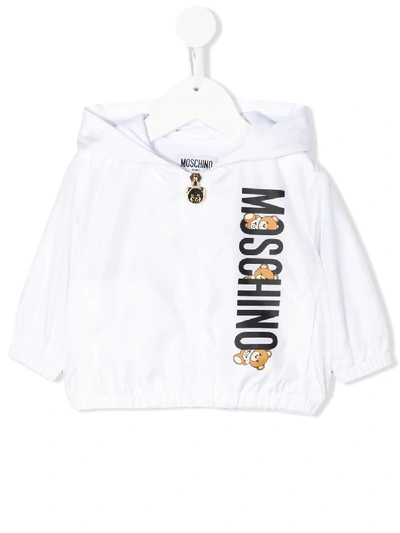 Shop Moschino Logo Hoodie In White