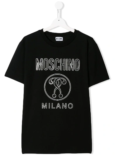 Shop Moschino Short Sleeve Logo T-shirt In Black