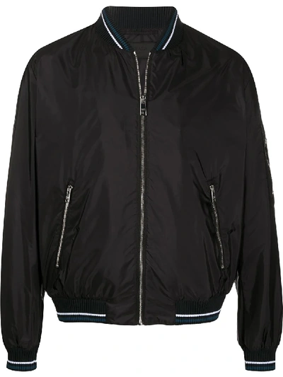 Shop Prada Zipped Bomber Jacket In 黑色