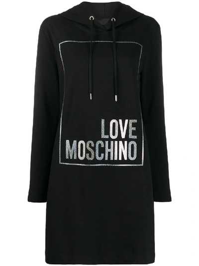 Shop Love Moschino Logo Hoodie In Black