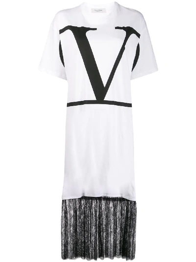 Shop Valentino Vlogo Print T-shirt Dress In White