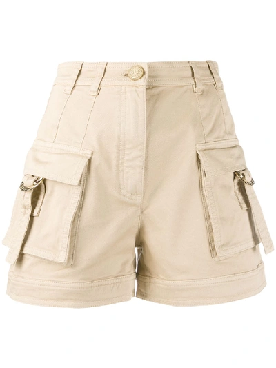Shop Balmain Utility Pocket Shorts In Brown