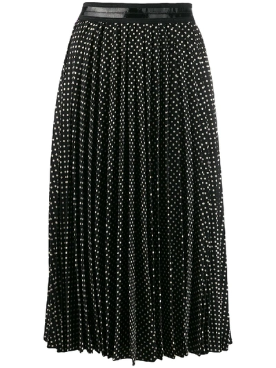 Shop Coach Polka Dot Pleated Skirt In Black