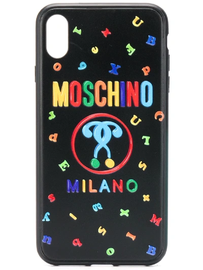 Shop Moschino Double Question Mark Iphone Xs Max Case In Black