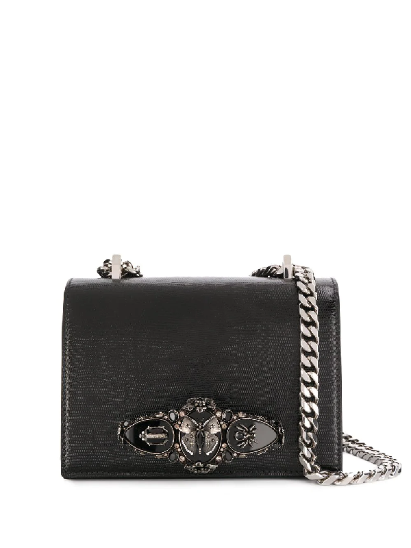 black and white embellished cross body bag