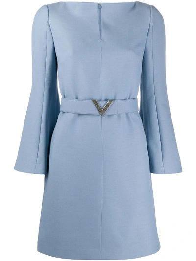 Shop Valentino V Belted Dress In Blue