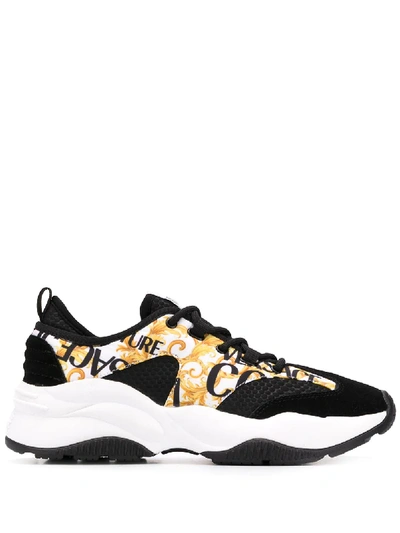 Shop Versace Jeans Couture Baroque-print Low-top Sneakers In Black