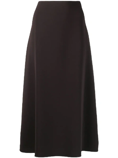 Shop Theory Side-zipped Midi Skirt In Brown