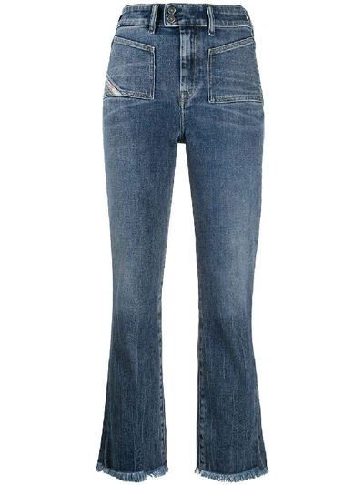 Shop Diesel High Rise Flared Jeans In Blue