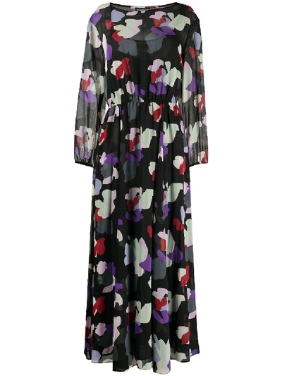 Shop Emporio Armani Floral Print Maxi Dress In Black
