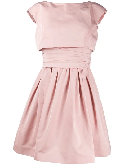 Shop Paule Ka Layered Style Flared Dress In Pink